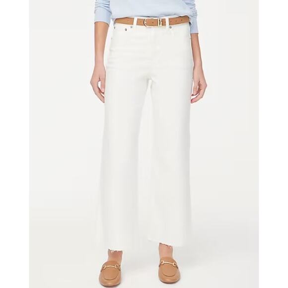 NEW J. Crew Factory Wide-Leg Crop Jean in All-Day Stretch Eggshell White, 29 - Picture 1 of 11